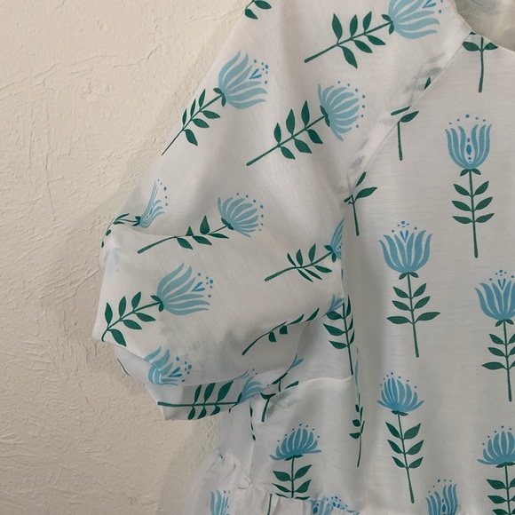 J Marie Cotton Peplum Top with Puff Sleeves NWT - Picture 5 of 6